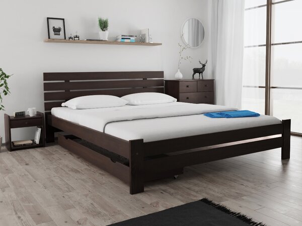 Krevet PARIS povišen 180 x 200 cm, orah Podnica: Sa podnicom od letvi, Madrac: Madrac Somnia 17 cm