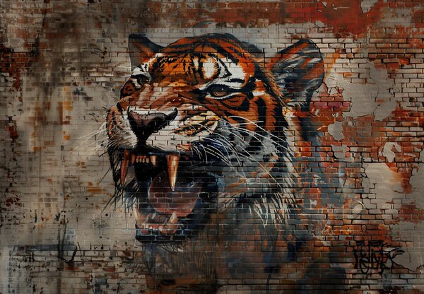 Foto tapeta - Tigar od cigle (147x102 cm)
