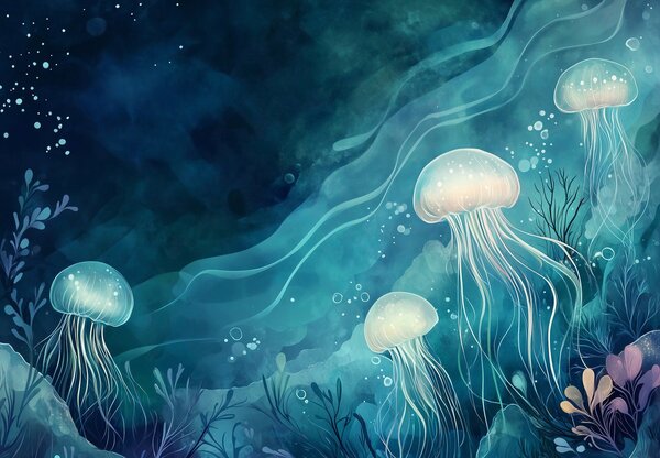 Foto tapeta - Plave meduze (147x102 cm)