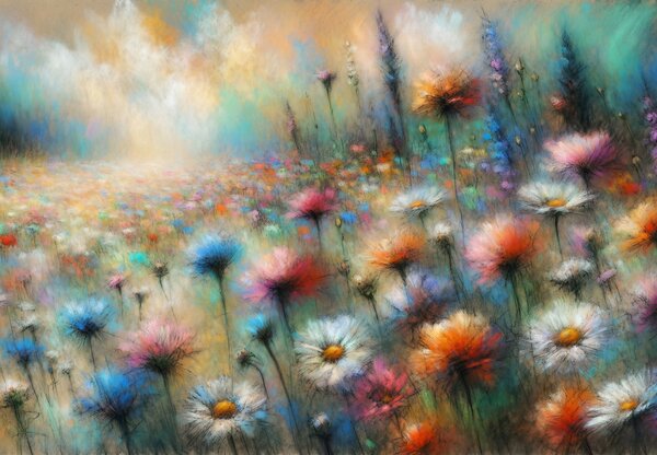 Foto tapeta - Pastelna livada (147x102 cm)