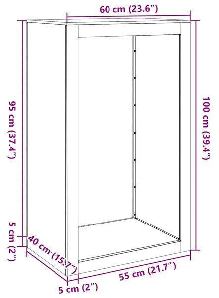 Stalak za drva za ogrjev 60x40x100 cm Pohabani čelik - Otporni čelik / smeđa 60 x 40 x 100 cm