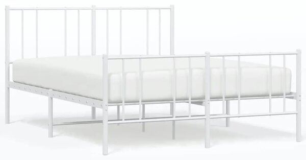 Metalni okvir kreveta uzglavlje i podnožje bijeli 140 x 190 cm - Bijela 140 x 190 cm s uzglavljem i podnožjem