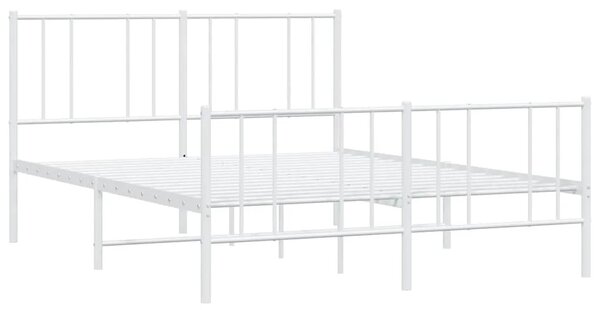 Metalni okvir kreveta uzglavlje i podnožje bijeli 140 x 190 cm - Bijela 140 x 190 cm s uzglavljem i podnožjem