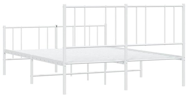 Metalni okvir kreveta uzglavlje i podnožje bijeli 140 x 190 cm - Bijela 140 x 190 cm s uzglavljem i podnožjem