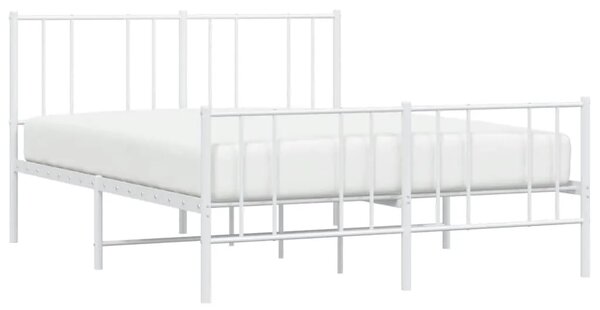 Metalni okvir kreveta uzglavlje i podnožje bijeli 140 x 190 cm - Bijela 140 x 190 cm s uzglavljem i podnožjem