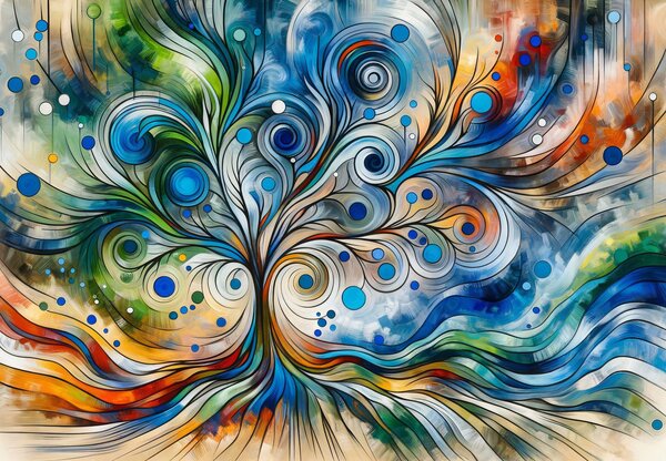 Foto tapeta - Energizirano šareno stablo (147x102 cm)