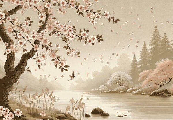 Foto tapeta - Sakura uz rijeku (147x102 cm)