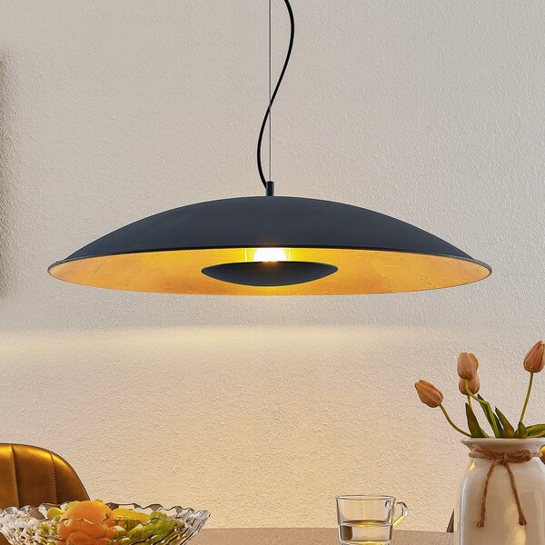 Lindby viseća lampa Narisara, Ø 80 cm, E27, crno-zlatna, prigušiva, Crno, Dnevni boravak/blagovaonica, Metal
