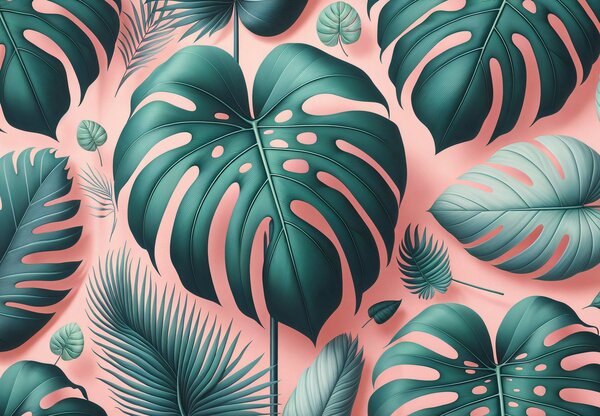 Foto tapeta - Monstera na ružičastoj (147x102 cm)