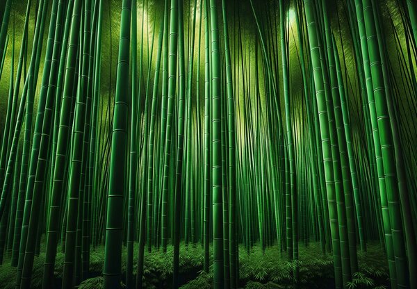 Foto tapeta - Zelena šuma bambusa (147x102 cm)