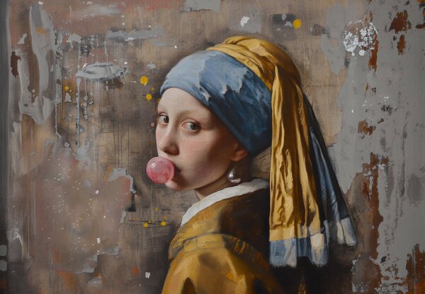 Foto tapeta - Moderna djevojka s biserom (147x102 cm)