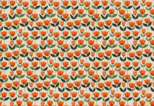 Foto tapeta - Uzorak s tulipanima (147x102 cm)