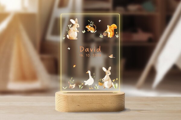 ATMOWOOD Šarena LED lampa s imenom - šumske životinje
