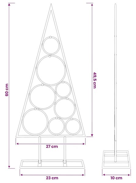 Metalna božićna jelka KUOPIO 60 cm Čelik Bijela - 60 cm Bijela