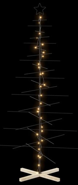 Metalna božićna jelka KUOPIO 210 cm Topla bijela Čelik Crna - 210 cm Crna s LED svjetlima