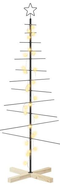 Metalna božićna jelka KUOPIO 150 cm Topla bijela Čelik Crna - 150 cm Crna s LED svjetlima