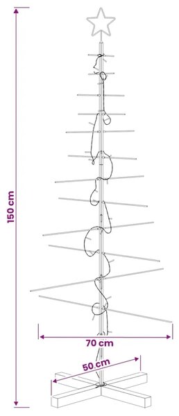 Metalna božićna jelka KUOPIO 150 cm Topla bijela Čelik Crna - 150 cm Crna s LED svjetlima