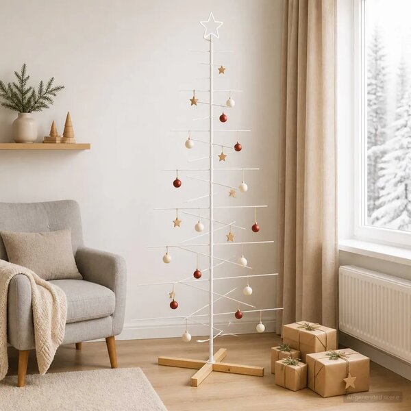 Metalna božićna jelka KUOPIO 210 cm Čelik Bijela - 210 cm Bijela bez LED svjetala