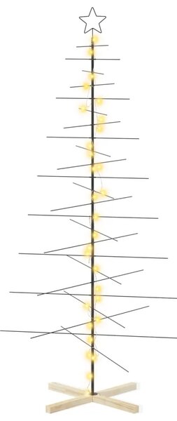 Metalna božićna jelka KUOPIO 210 cm Topla bijela Čelik Crna - 210 cm Crna s LED svjetlima