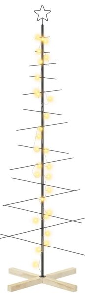 Metalna božićna jelka KUOPIO 180 cm Topla bijela Čelik Crna - 180 cm Crna s LED svjetlima