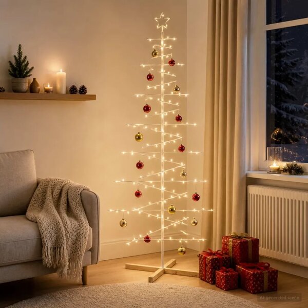 Metalna božićna jelka KUOPIO 210 cm Čelik Bijela - 210 cm Bijela bez LED svjetala
