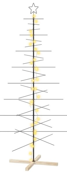 Metalna božićna jelka KUOPIO 210 cm Topla bijela Čelik Crna - 210 cm Crna s LED svjetlima