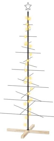 Metalna božićna jelka KUOPIO 180 cm Topla bijela Čelik Crna - 180 cm Crna s LED svjetlima