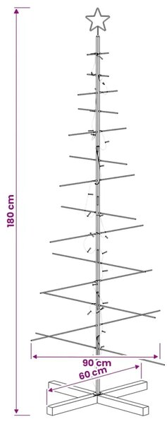 Metalna božićna jelka KUOPIO 180 cm Topla bijela Čelik Crna - 180 cm Crna s LED svjetlima