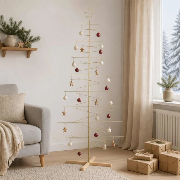 Metalna božićna jelka KUOPIO 210 cm Čelik Zlatno - 210 cm Zlatno bez LED svjetala