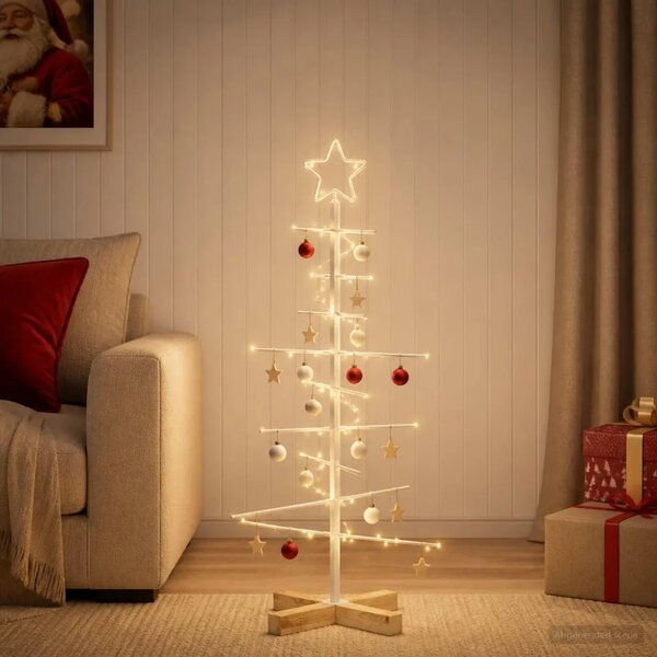 Metalna božićna jelka KUOPIO 90 cm Čelik Bijela - 90 cm Bijela bez LED svjetala