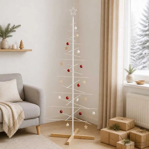 Metalna božićna jelka KUOPIO 180 cm Čelik Bijela - 180 cm Bijela bez LED svjetala