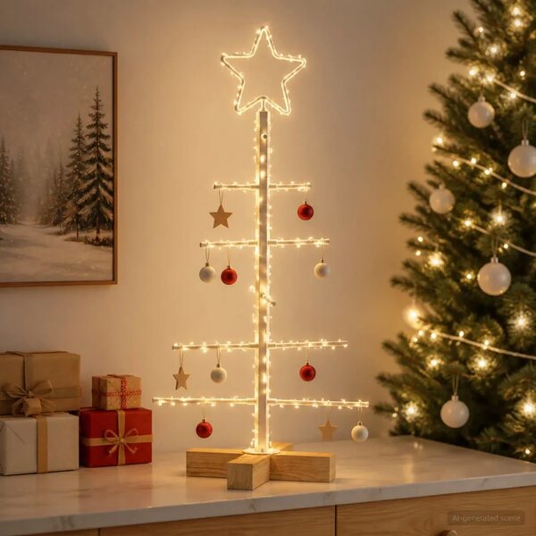 Metalna božićna jelka KUOPIO 60 cm Čelik Bijela - 60 cm Bijela bez LED svjetala