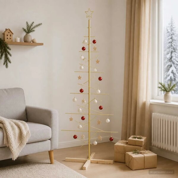 Metalna božićna jelka KUOPIO 180 cm Čelik Zlatno - 180 cm Zlatno bez LED svjetala