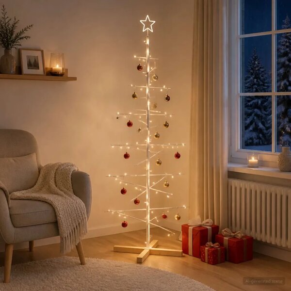 Metalna božićna jelka KUOPIO 150 cm Čelik Bijela - 150 cm Bijela bez LED svjetala
