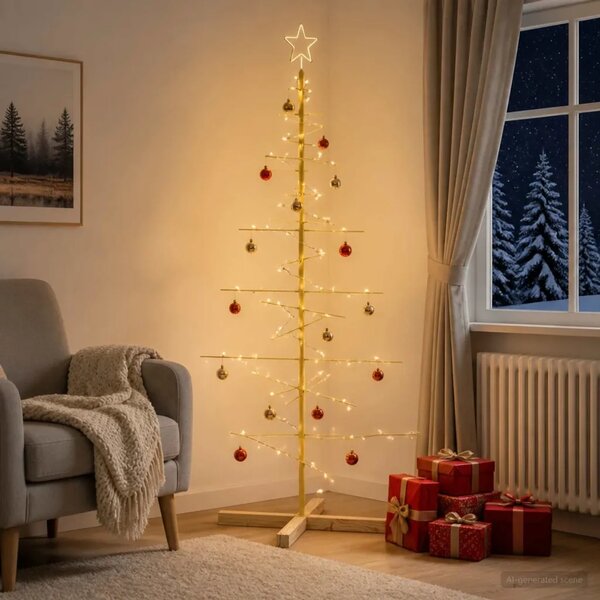 Metalna božićna jelka KUOPIO 150 cm Čelik Zlatno - 150 cm Zlatno bez LED svjetala