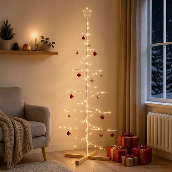 Metalna božićna jelka KUOPIO 180 cm Čelik Bijela - 180 cm Bijela bez LED svjetala