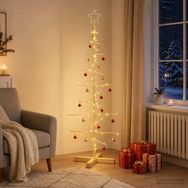 Metalna božićna jelka KUOPIO 120 cm Čelik Zlatno - 120 cm Zlatno bez LED svjetala