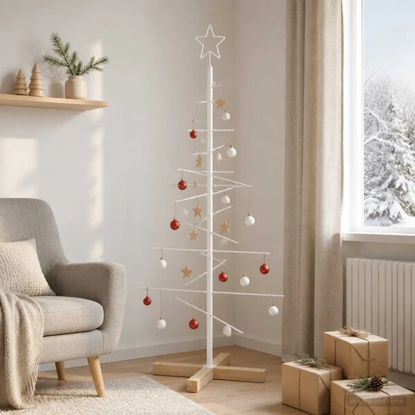 Metalna božićna jelka KUOPIO 120 cm Čelik Bijela - 120 cm Bijela bez LED svjetala