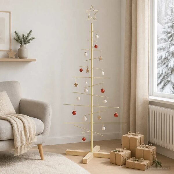 Metalna božićna jelka KUOPIO 120 cm Čelik Zlatno - 120 cm Zlatno bez LED svjetala