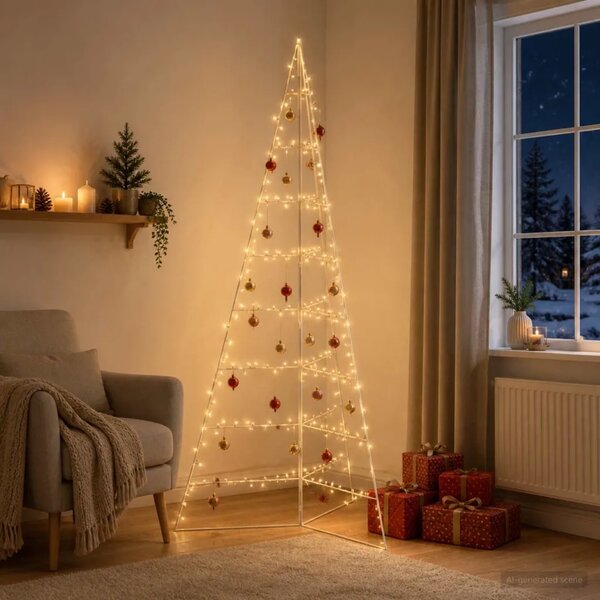 Metalna božićna jelka KUOPIO 210 cm Čelik Bijela - 210 cm Bijela bez LED svjetala