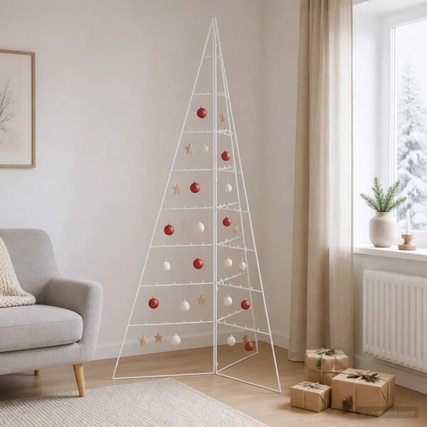 Metalna božićna jelka KUOPIO 180 cm Čelik Bijela - 180 cm Bijela bez LED svjetala