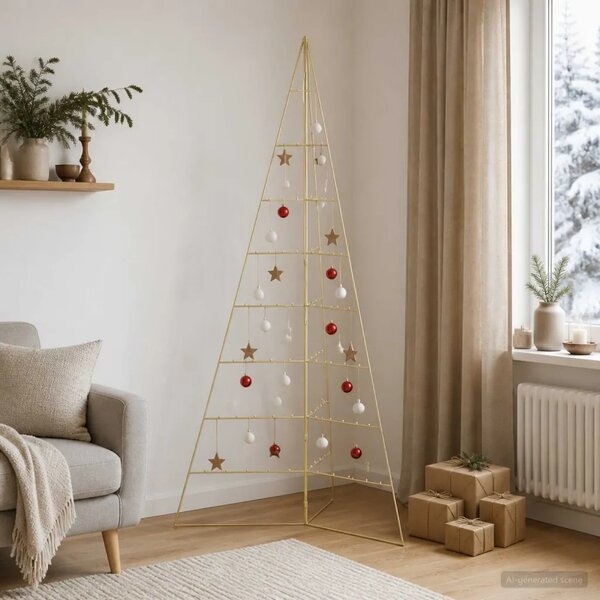 Metalna božićna jelka KUOPIO 210 cm Čelik Zlatno - 210 cm Zlatno bez LED svjetala