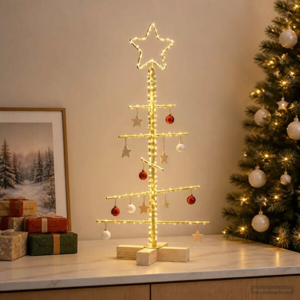 Metalna božićna jelka KUOPIO 60 cm Čelik Zlatno - 60 cm Zlatno bez LED svjetala