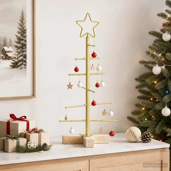 Metalna božićna jelka KUOPIO 60 cm Čelik Zlatno - 60 cm Zlatno bez LED svjetala