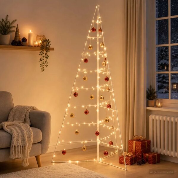 Metalna božićna jelka KUOPIO 180 cm Čelik Bijela - 180 cm Bijela bez LED svjetala