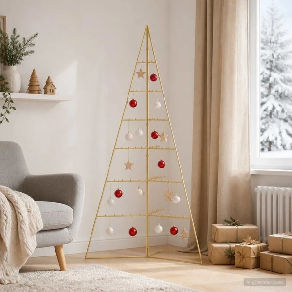 Metalna božićna jelka KUOPIO 140 cm Čelik Zlatno - 140 cm Zlatno bez LED svjetala