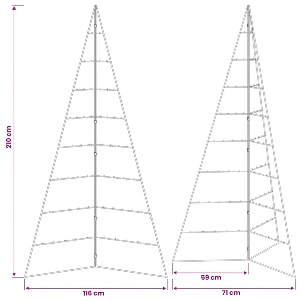 Metalna božićna jelka KUOPIO 210 cm Čelik Bijela - 210 cm Bijela bez LED svjetala