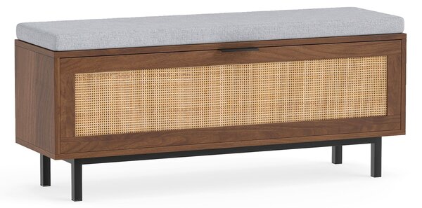 Klupa za cipele s tapeciranim sjedalom, klupa od ratana, nosivost do 100 kg, 100 x 30 x 40 cm, smeđa, bijela