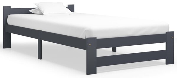 VidaXL Okvir za krevet od masivne borovine tamnosivi 90 x 200 cm