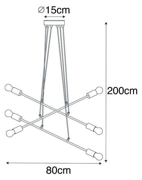 Moderna viseća svjetiljka crna 80 cm 6-svjetala - Sydney